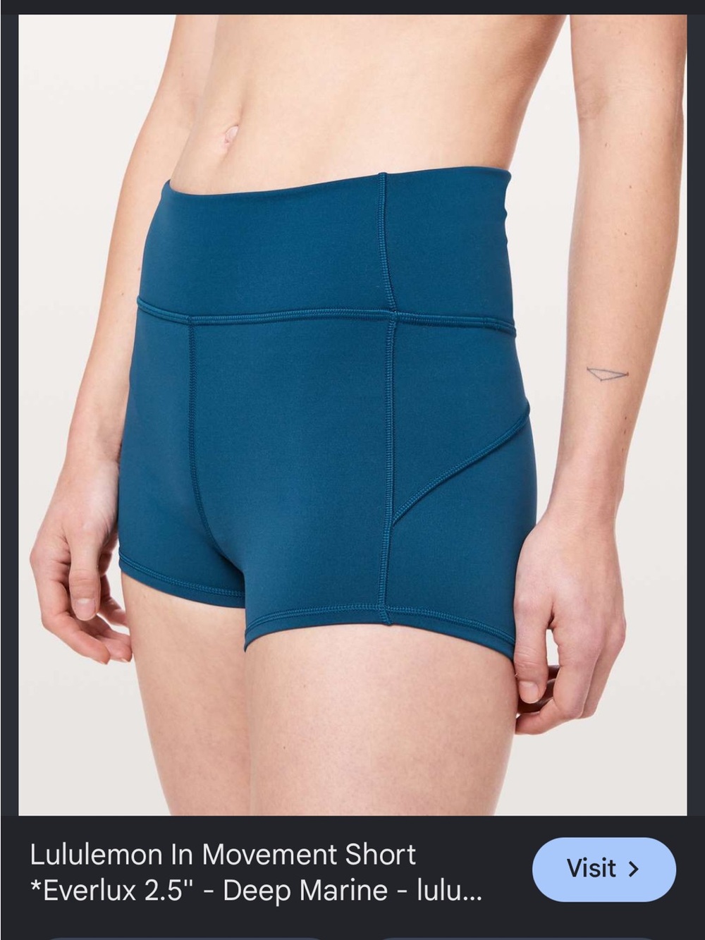 Lululemon In Movement High-Rise Short 2.5" inseam, sz 6, in deep marine